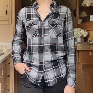 Thin, flowy plaid patterned top